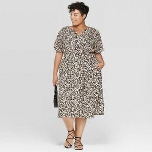 Ava & Viv midi shirt dress : leopard